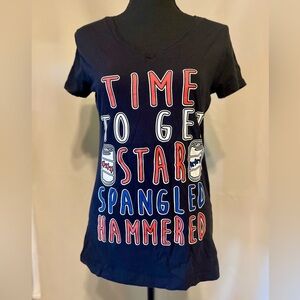 Next Level tshirt 4th of July patriotic “star spangled hammered”